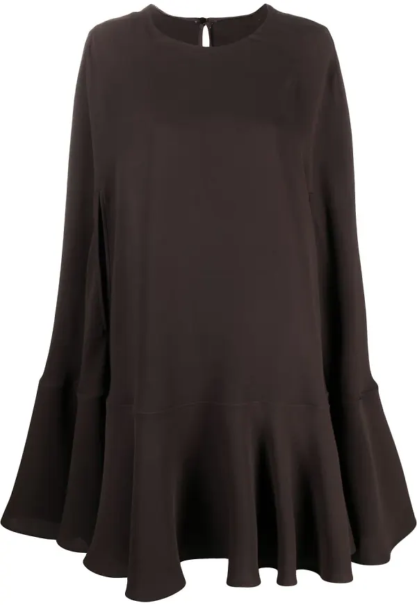 Valentino cape-klänning i siden - Brun