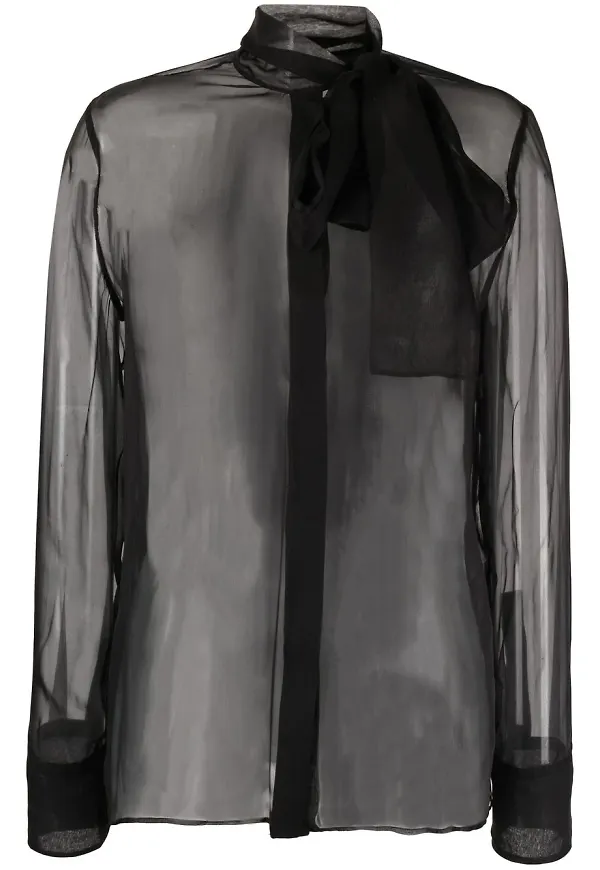 Valentino chiffongblus med sjaldetalj - Svart