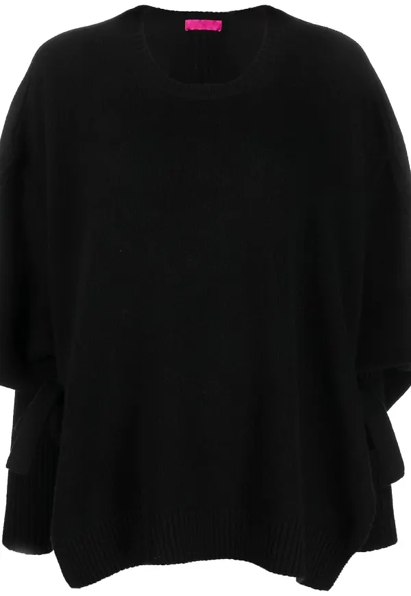 Valentino draperad tröja med asymmetrisk fåll - Svart