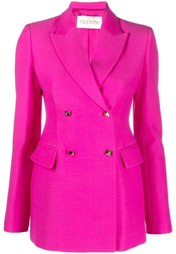Valentino dubbelknäppt sidenblazer - Rosa