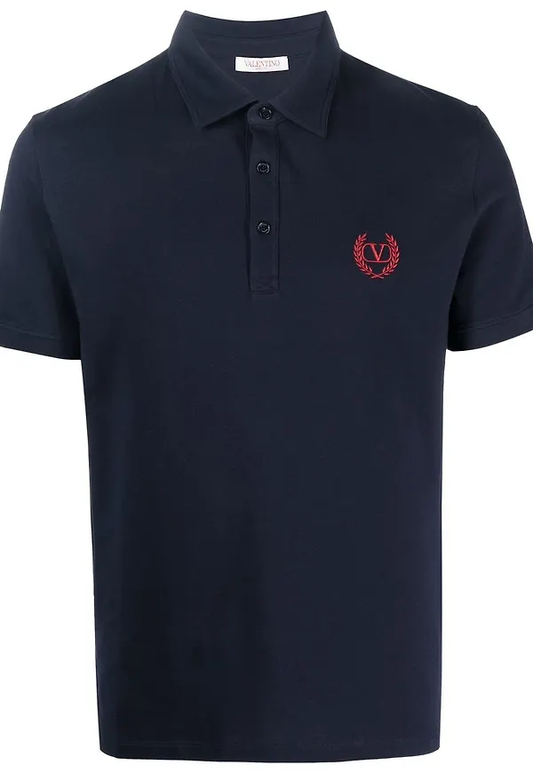 Valentino embroidered-logo cotton polo shirt - Blå