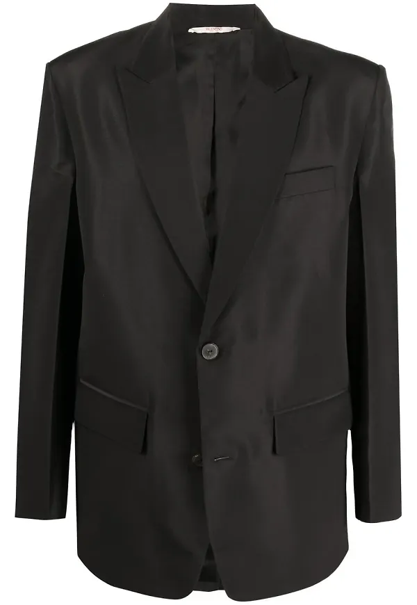 Valentino enkelknäppt sidenblazer - Svart
