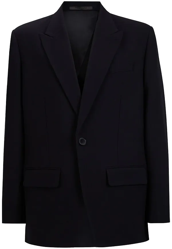 Valentino figursydd enkelknäppt blazer - Svart