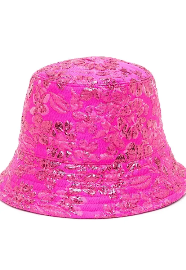 Valentino fiskehatt i blommig jacquard - Rosa