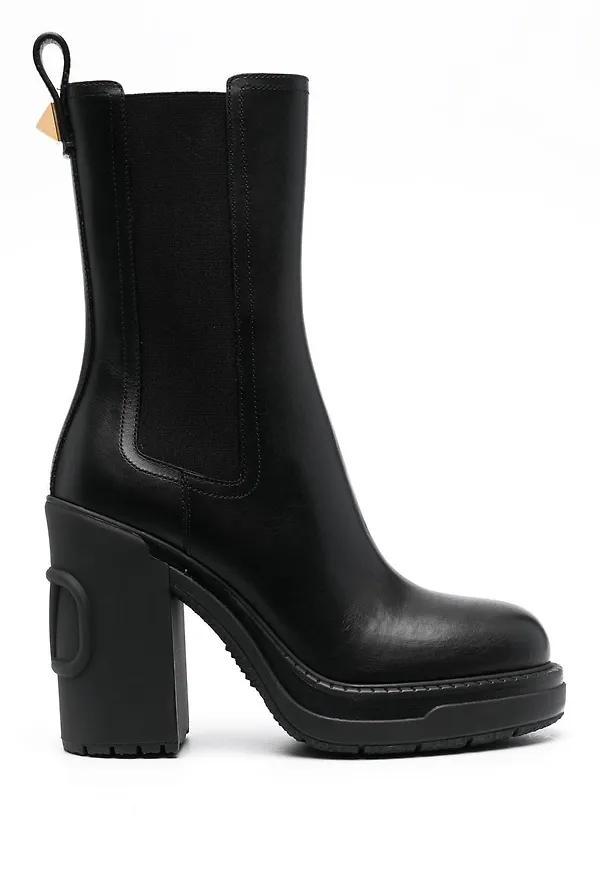 Valentino Garavani ankelboots med polerad finish - Svart