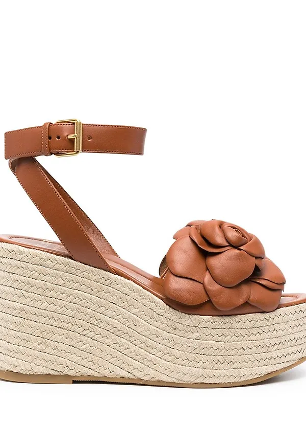 Valentino Garavani Atelier 03 Rose Edition sandaler med kilklack 100mm - Brun