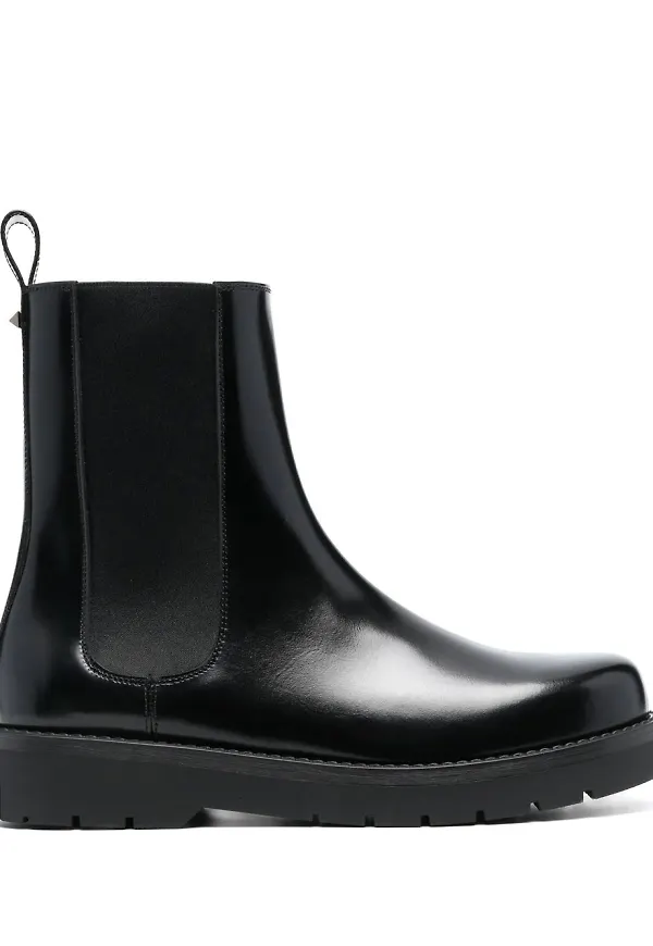 Valentino Garavani Chelsea-boots i läder - Svart