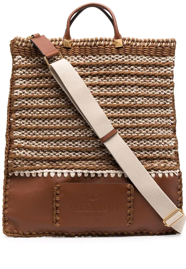 Valentino Garavani Identity vävd totebag - Brun