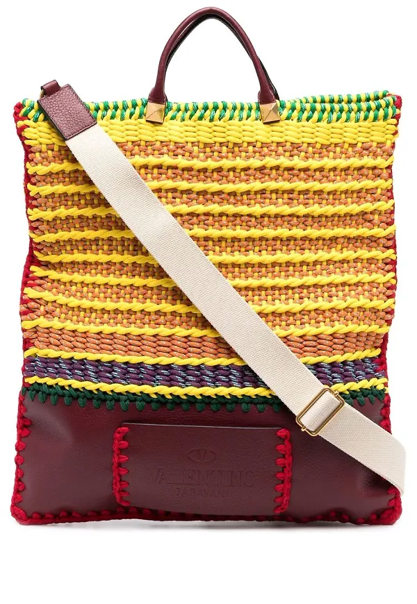 Valentino Garavani Identity vävd totebag - Röd