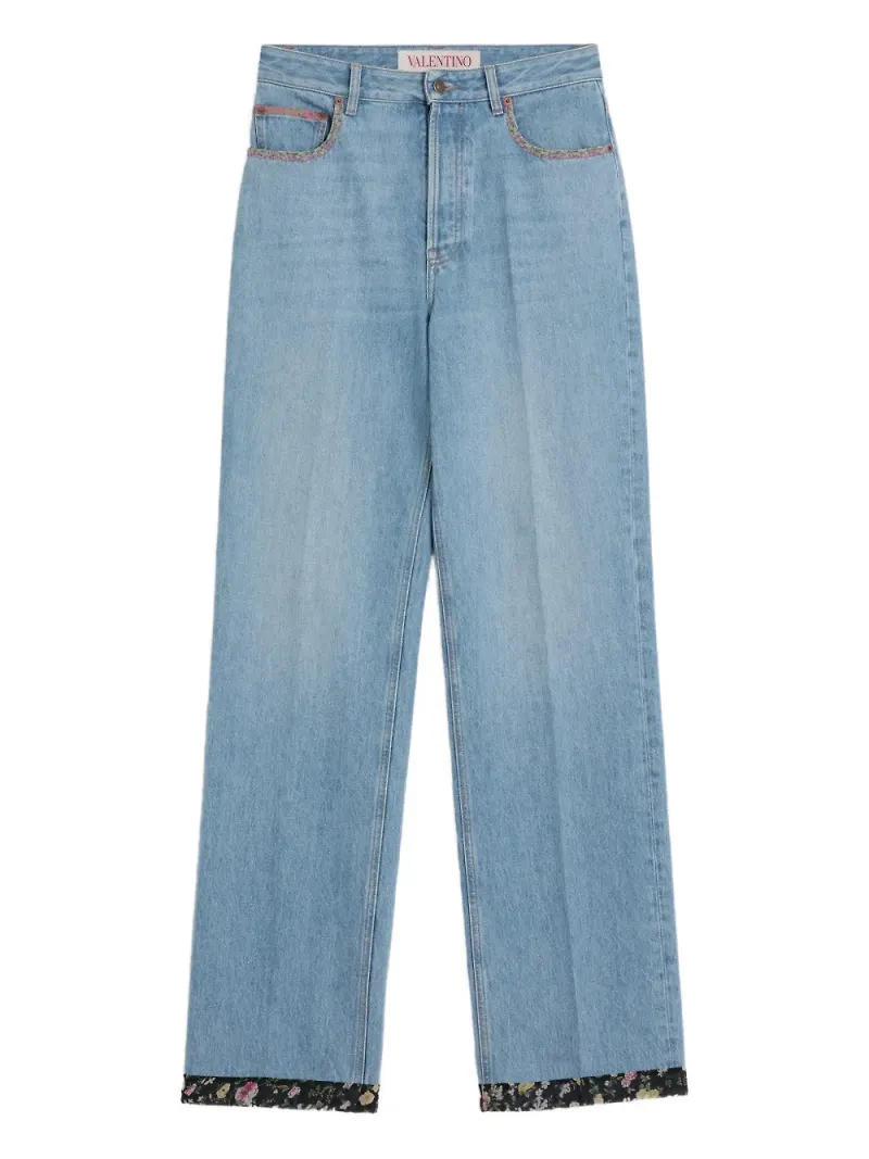 Valentino Garavani jeans med blommig kant - Blå