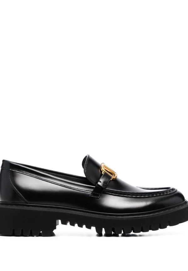 Valentino Garavani läderloafers med logotypplakett - Svart