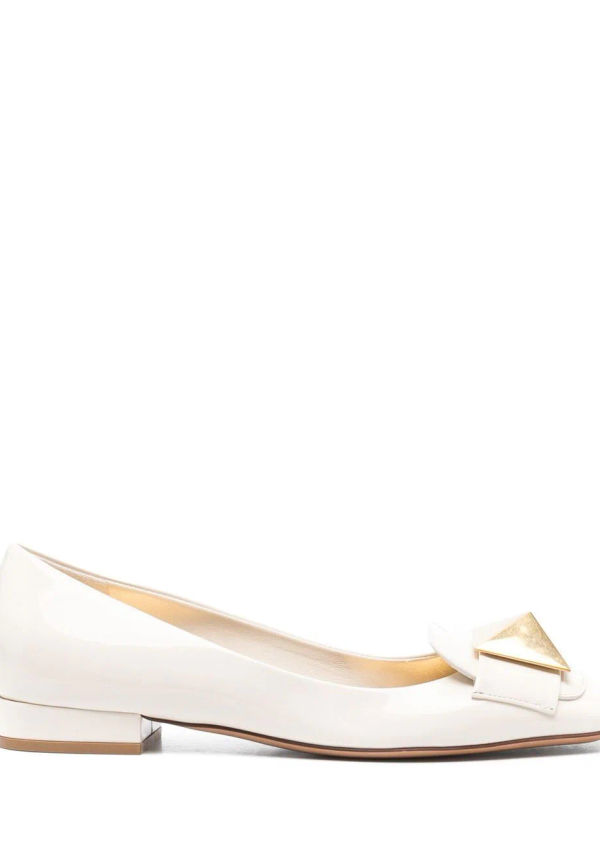 Valentino Garavani One Stud ballerinaskor i lackat läder - Neutral