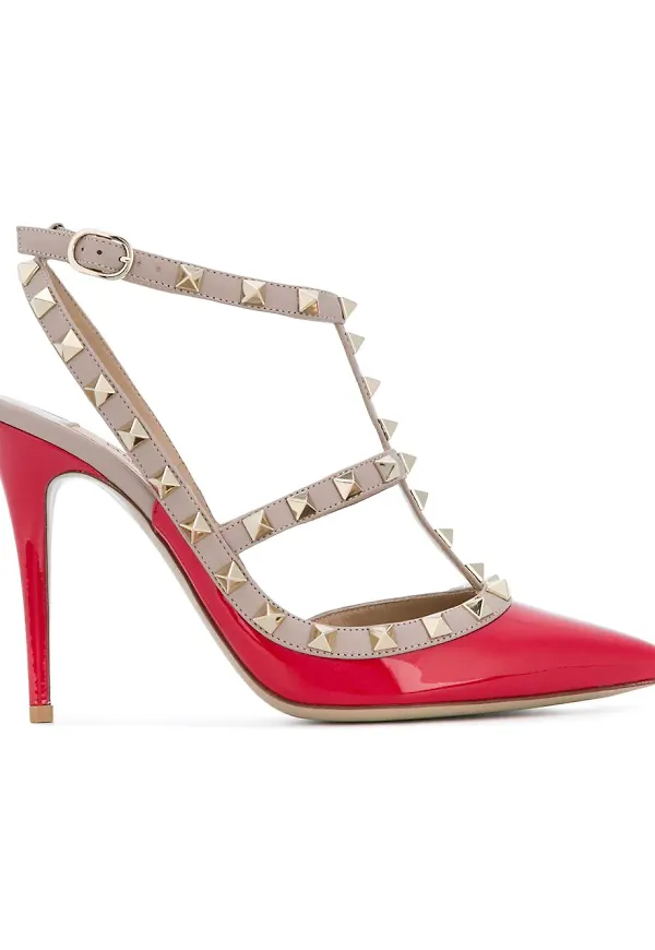 Valentino Garavani pumps med nitar - Röd
