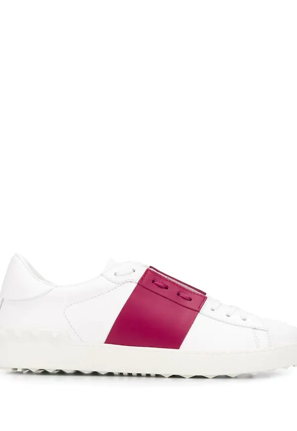 Valentino Garavani randiga sneakers - Vit