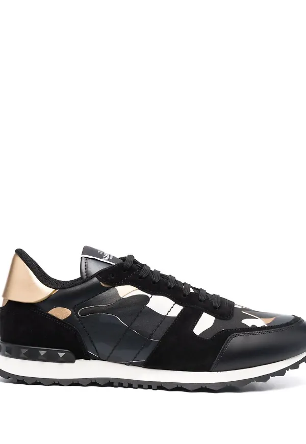 Valentino Garavani Rockrunner kamouflagemönstrade sneakers - Svart