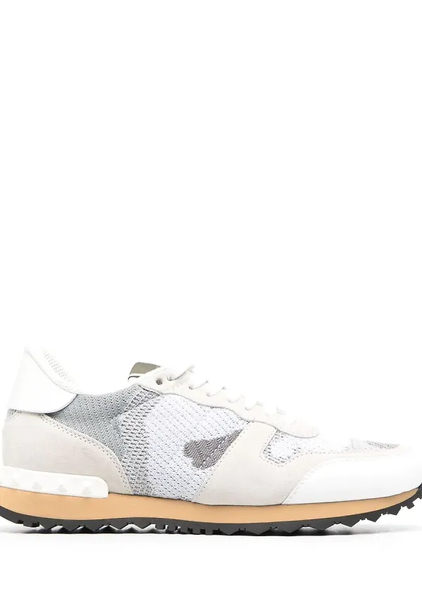 Valentino Garavani Rockrunner kamouflagemönstrade sneakers - Vit