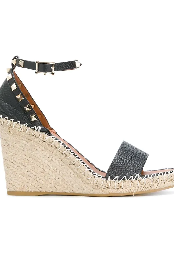 Valentino Garavani Rockstud espadrillsandaler - Svart
