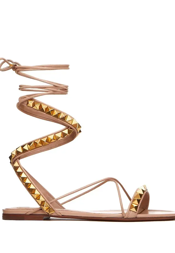 Valentino Garavani Rockstud Gladiator låga sandaler - Guldfärgad