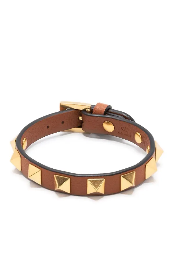 Valentino Garavani Rockstud läderarmband - Brun