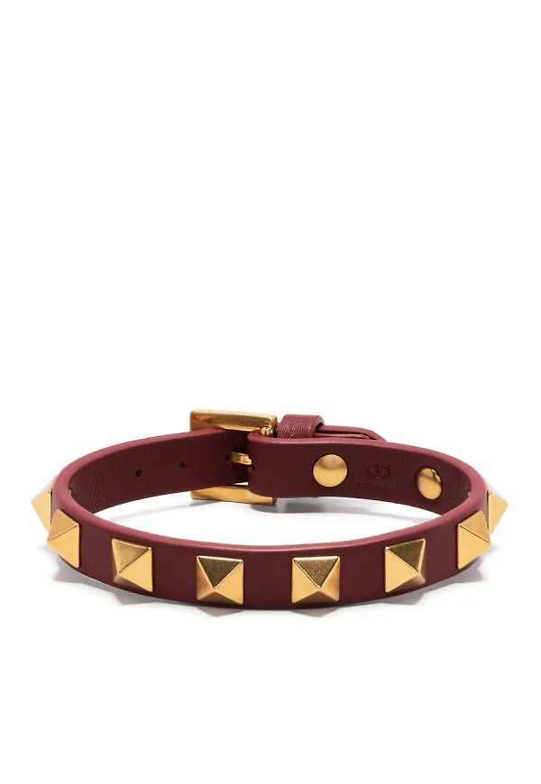 Valentino Garavani Rockstud läderarmband - Röd