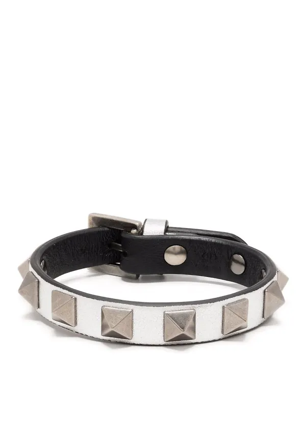 Valentino Garavani Rockstud läderarmband - Silverfärgad