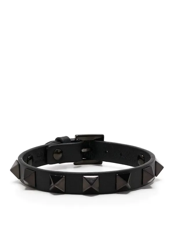 Valentino Garavani Rockstud läderarmband - Svart