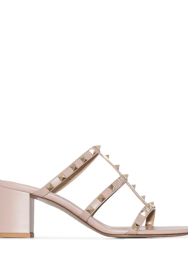 Valentino Garavani Rockstud lädersandaler - Neutral