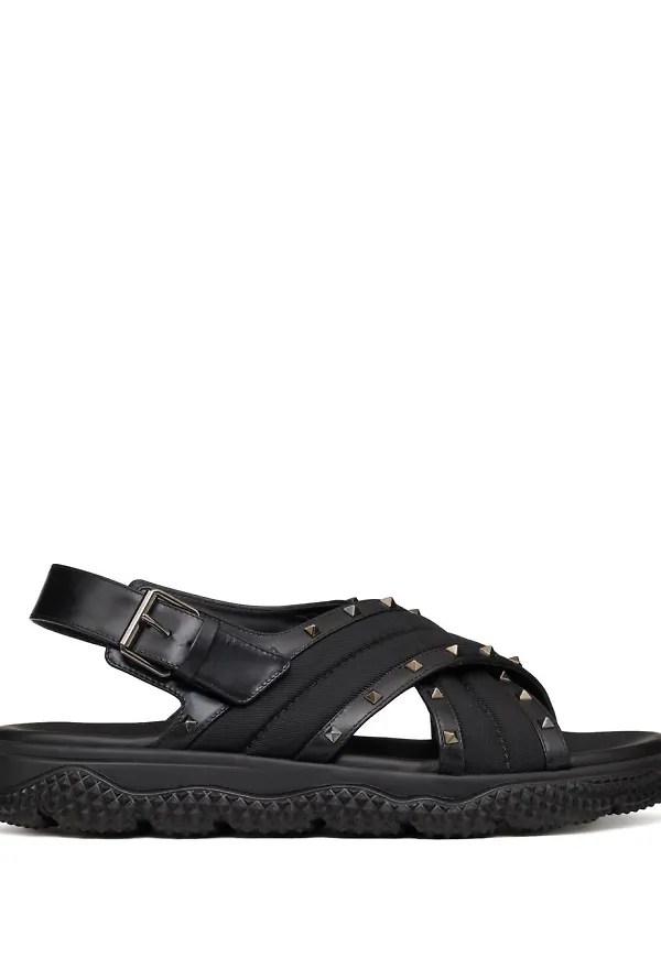 Valentino Garavani Rockstud lädersandaler - Svart