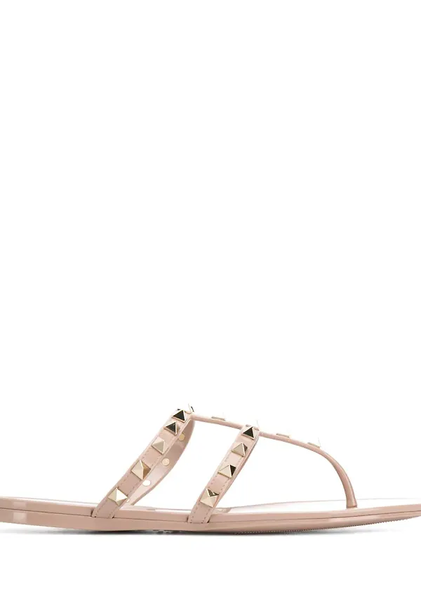 Valentino Garavani Rockstud platta gummisandaler - Neutral