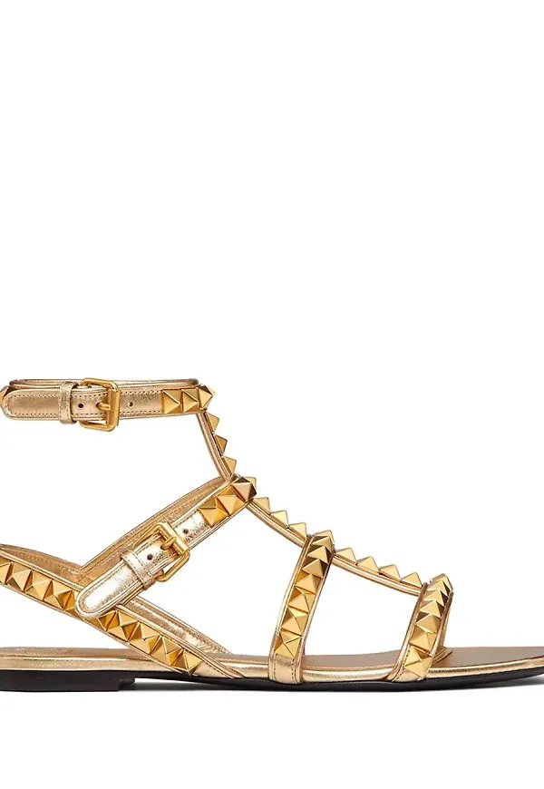 Valentino Garavani Rockstud platta sandaler - Guldfärgad