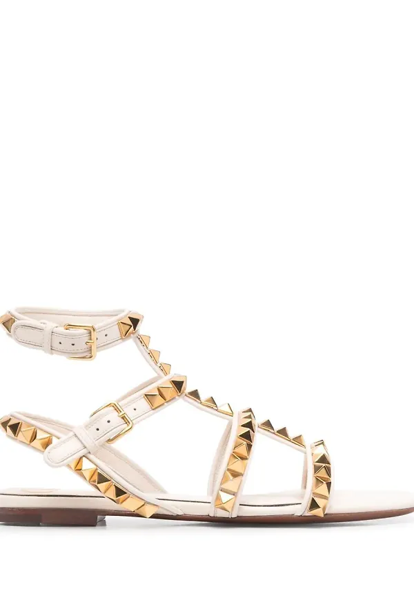 Valentino Garavani Rockstud platta sandaler - Neutral