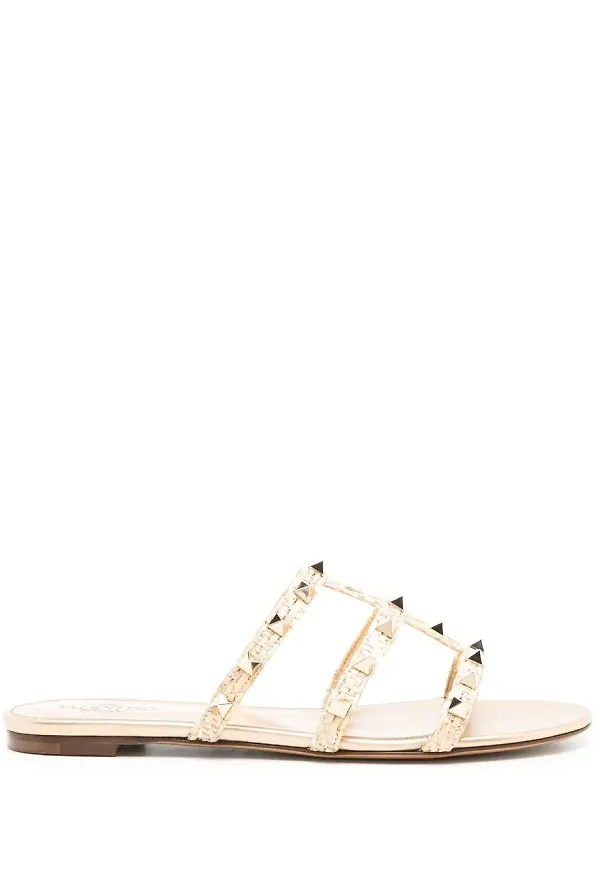 Valentino Garavani Rockstud platta sandaler - Neutral