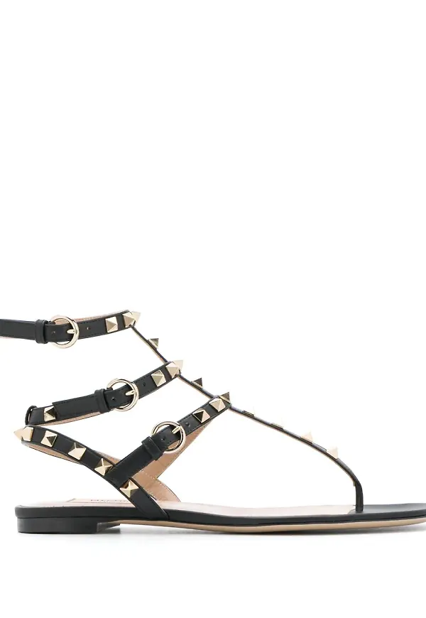 Valentino Garavani Rockstud platta sandaler - Svart