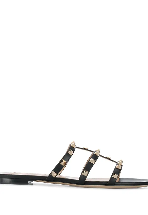 Valentino Garavani Rockstud platta sandaler - Svart
