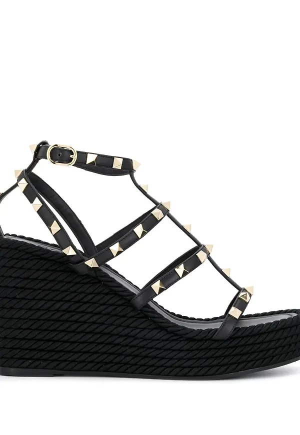 Valentino Garavani Rockstud platåsandaler - Svart