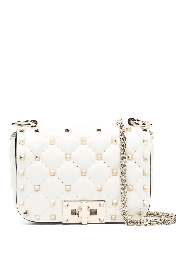 Valentino Garavani Rockstud quiltad axelväska - Neutral
