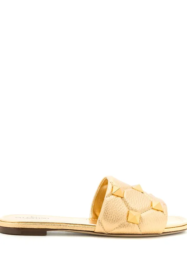 Valentino Garavani Rockstud slip on-sandaler - Guldfärgad
