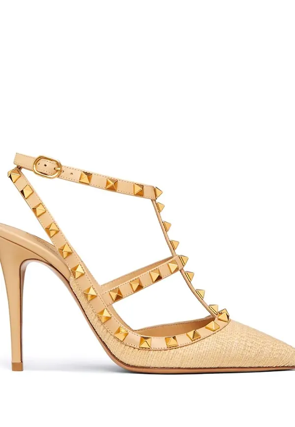 Valentino Garavani Rockstud spetsiga pumps - Neutral