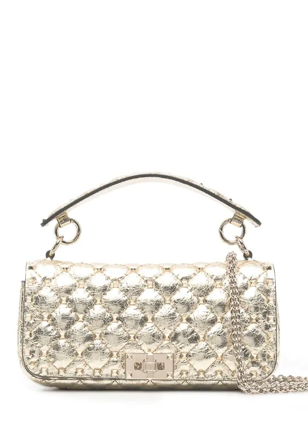 Valentino Garavani Rockstud Spike axelväska - Guldfärgad