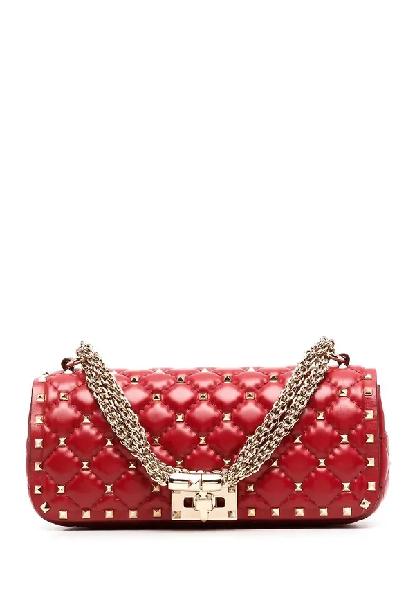 Valentino Garavani Rockstud Spike axelväska - Röd