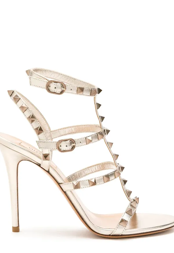 Valentino Garavani Rockstud utsmyckade sandaler - Guldfärgad