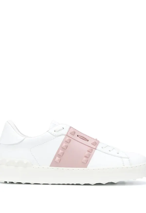 Valentino Garavani Rockstud öppna lädersneakers - Vit