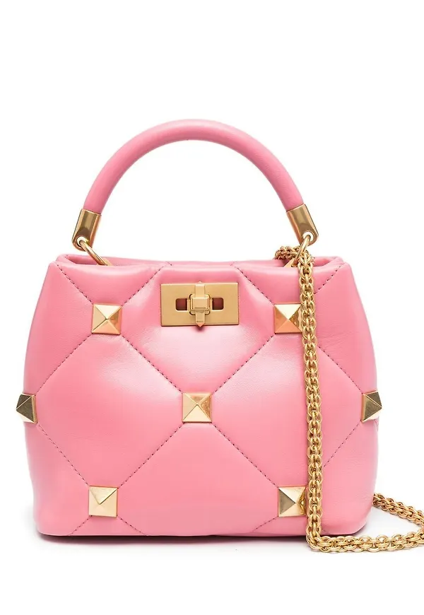 Valentino Garavani Roman liten läderväska med nitar - Rosa
