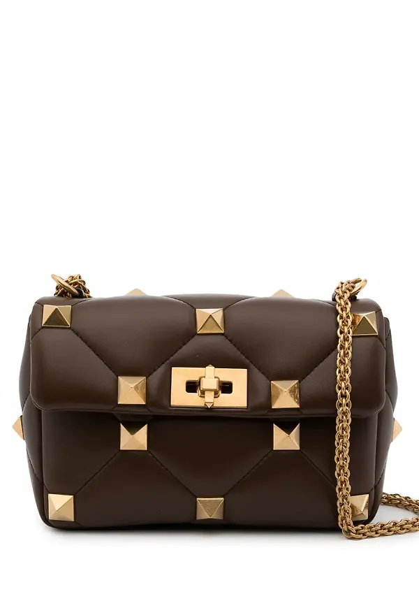 Valentino Garavani Roman Stud axelremsväska - Brun