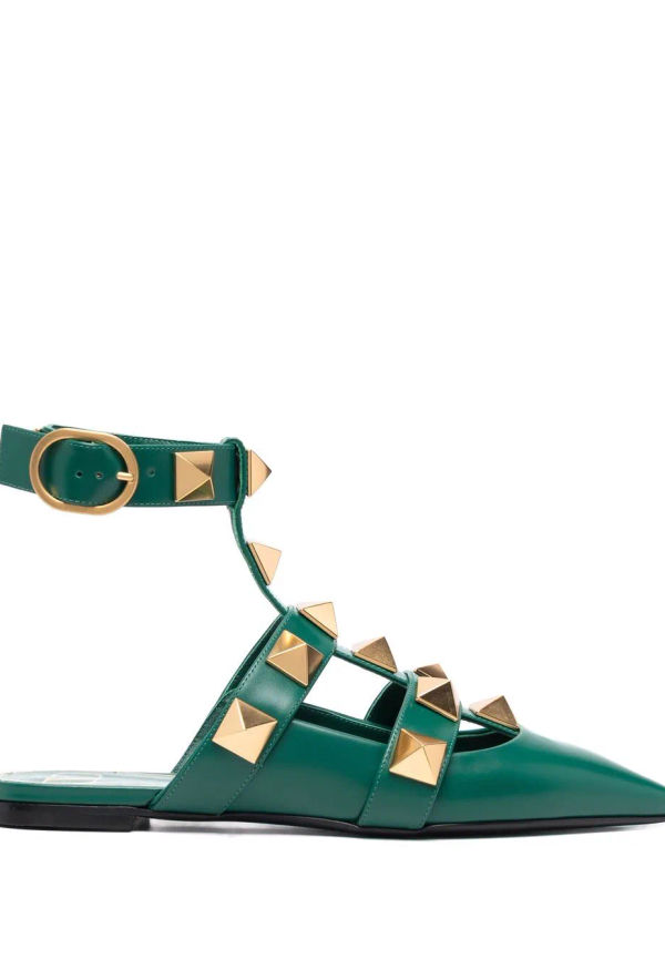 Valentino Garavani Roman Stud ballerinaskor - Grön