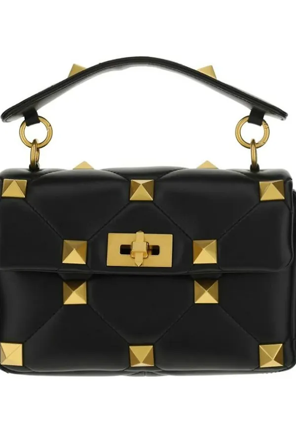 Valentino Garavani Roman Stud Medium THE Shoulder BAG Svart, Dam