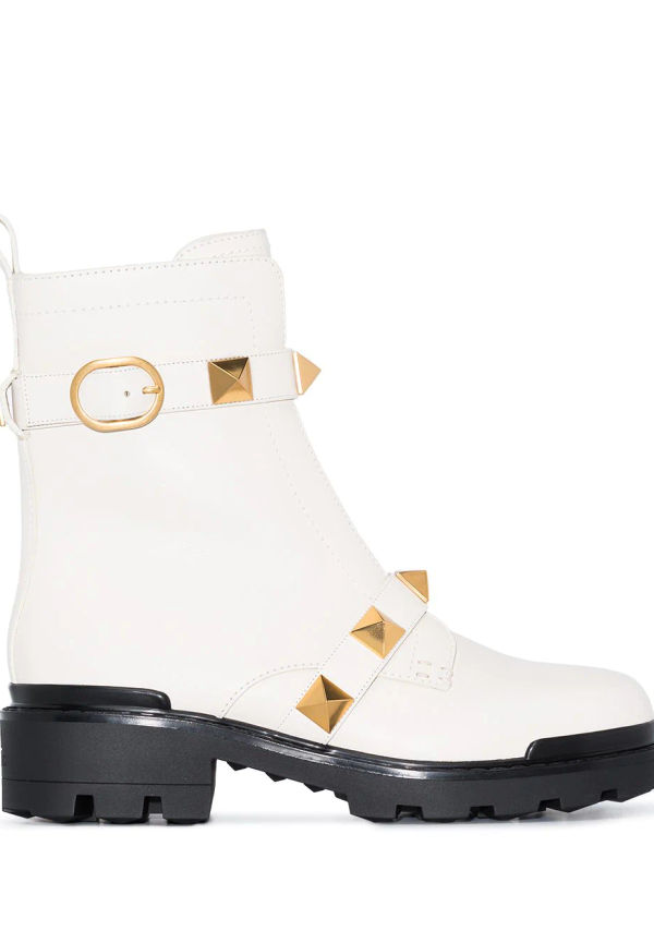 Valentino Garavani Roman Stud militärkängor - Vit