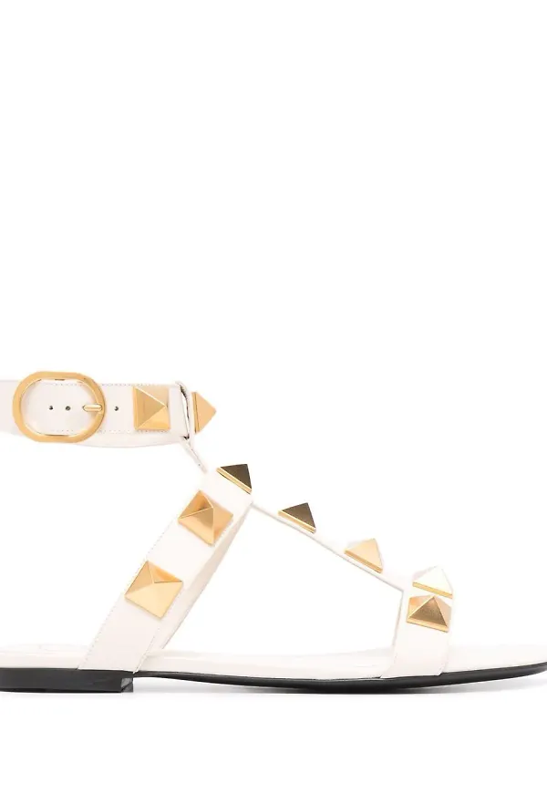 Valentino Garavani Roman Stud sandaler med ankelrem - Vit