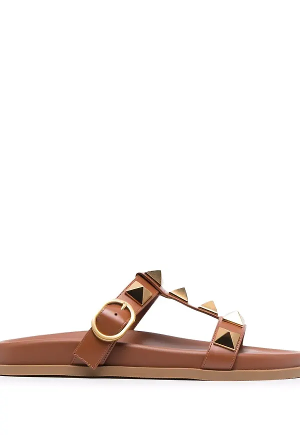Valentino Garavani Roman Stud toffelsandaler - Brun
