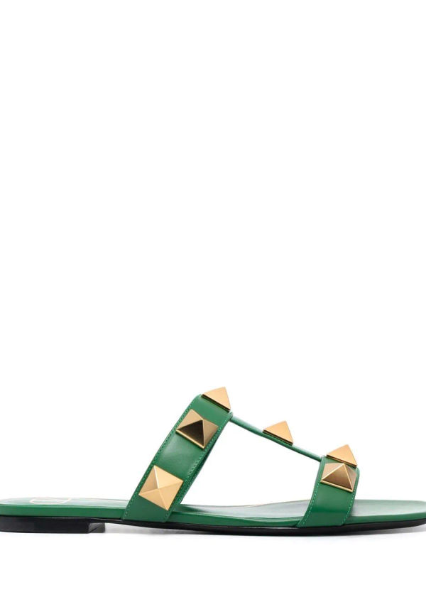 Valentino Garavani Roman Stud toffelsandaler - Grön